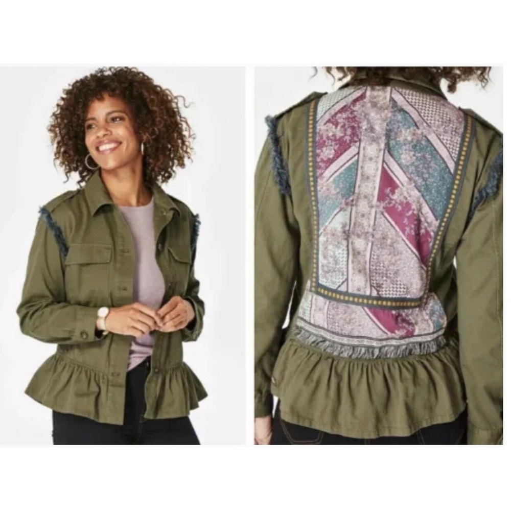 NWT Womens Matilda Jane - Green Moments moto With You Letterman Jacket size XS